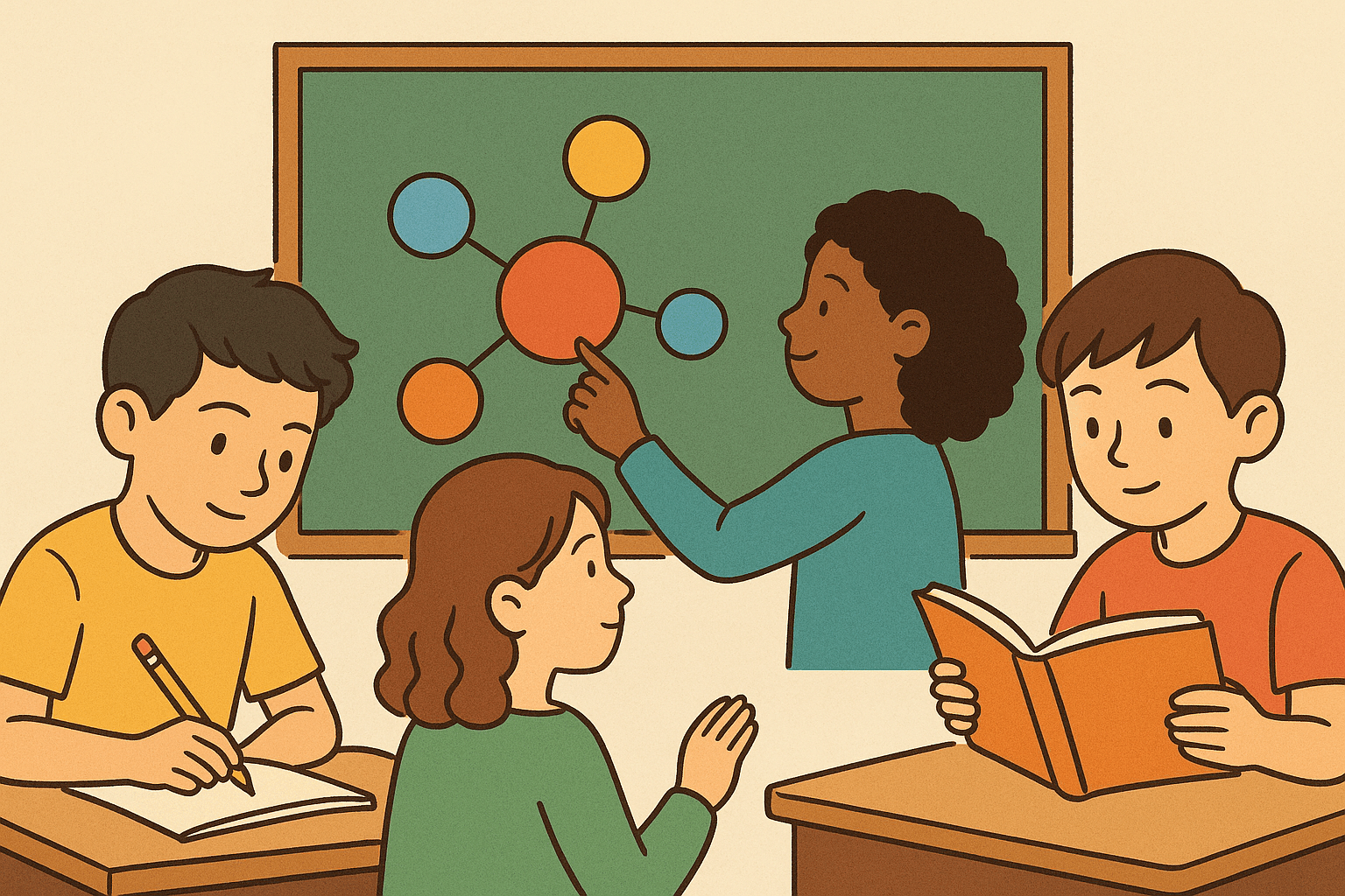 A teacher teaching a bunch of unique students